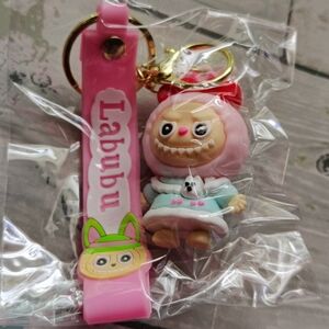 🍭Light Pink Labubu Bag Charm/ Keychain w/ Detachable Wristlet 2¼ Figure